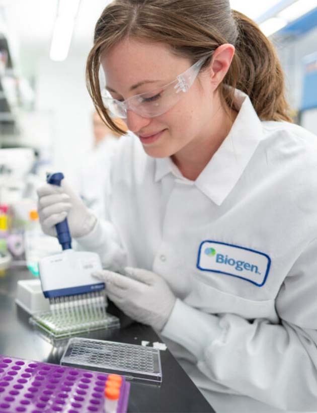 Biogen employee in lab